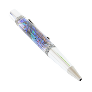 Custom Handmade Abalone Shell Pen – Black Titanium and Chrome Prince Ballpoint pen