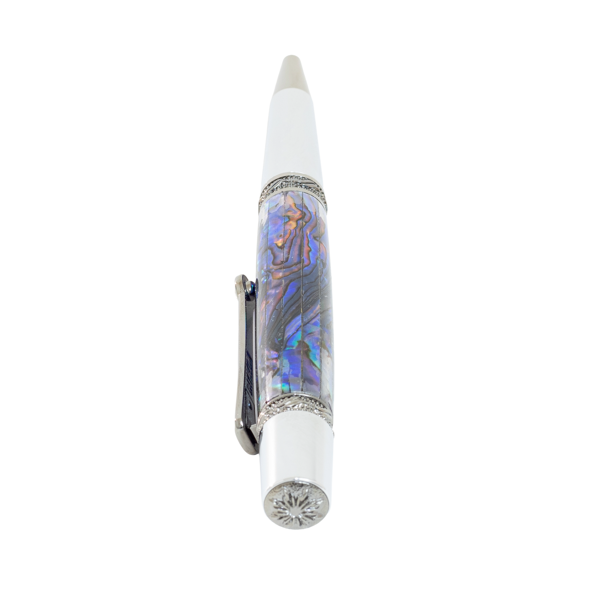 Custom Handmade Abalone Shell Pen – Black Titanium and Chrome Prince Ballpoint pen