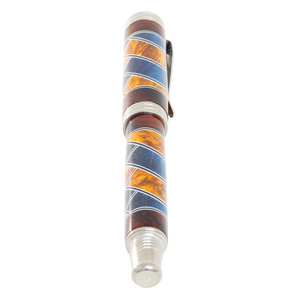 Custom Segmented Amboyna Burl/Honduran Rosewood Burl Pen – Desire Stainless Steel Rollerball