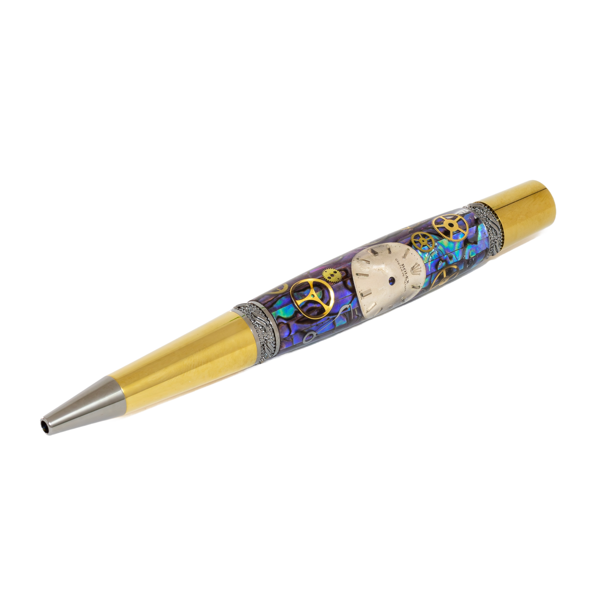 Rolex Watch Parts Pen on Natural Paua Abalone on our Prince Ballpoint Pen