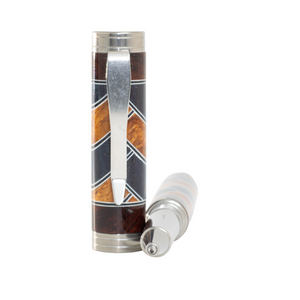 Custom Segmented Amboyna Burl/Honduran Rosewood Burl Pen – Desire Stainless Steel Rollerball