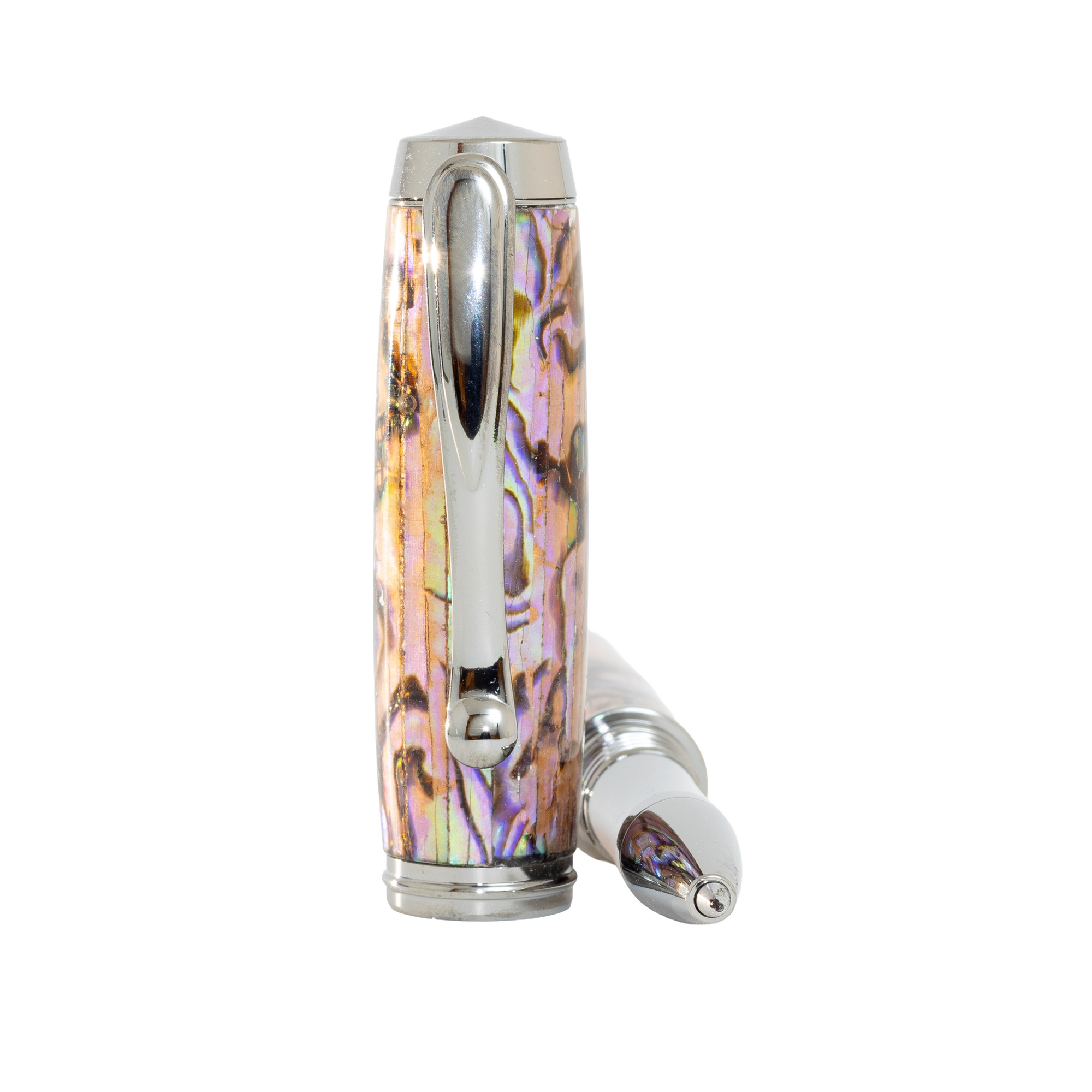 Custom Handmade White Paua Abalone Shell Pen – Whitmore Black Titanium Rollerball