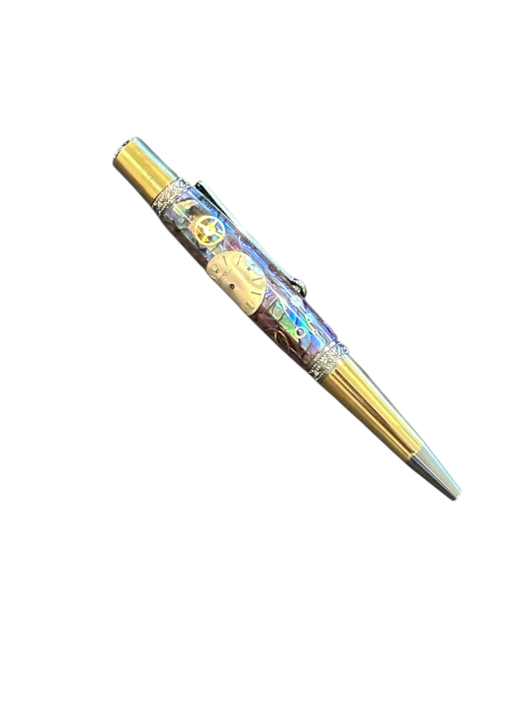 Rolex Watch Parts Pen on Natural Paua Abalone on our Prince Ballpoint Pen