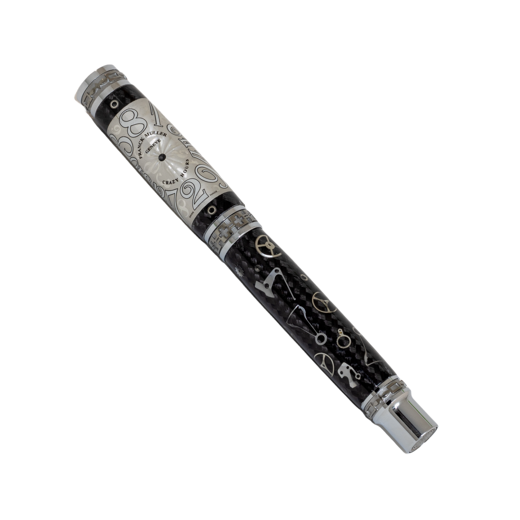 Pink Crazy Hours Franck Muller Watch Parts Pen on Black Carbon Fiber on our Presidential Rollerball Pen (Copy)