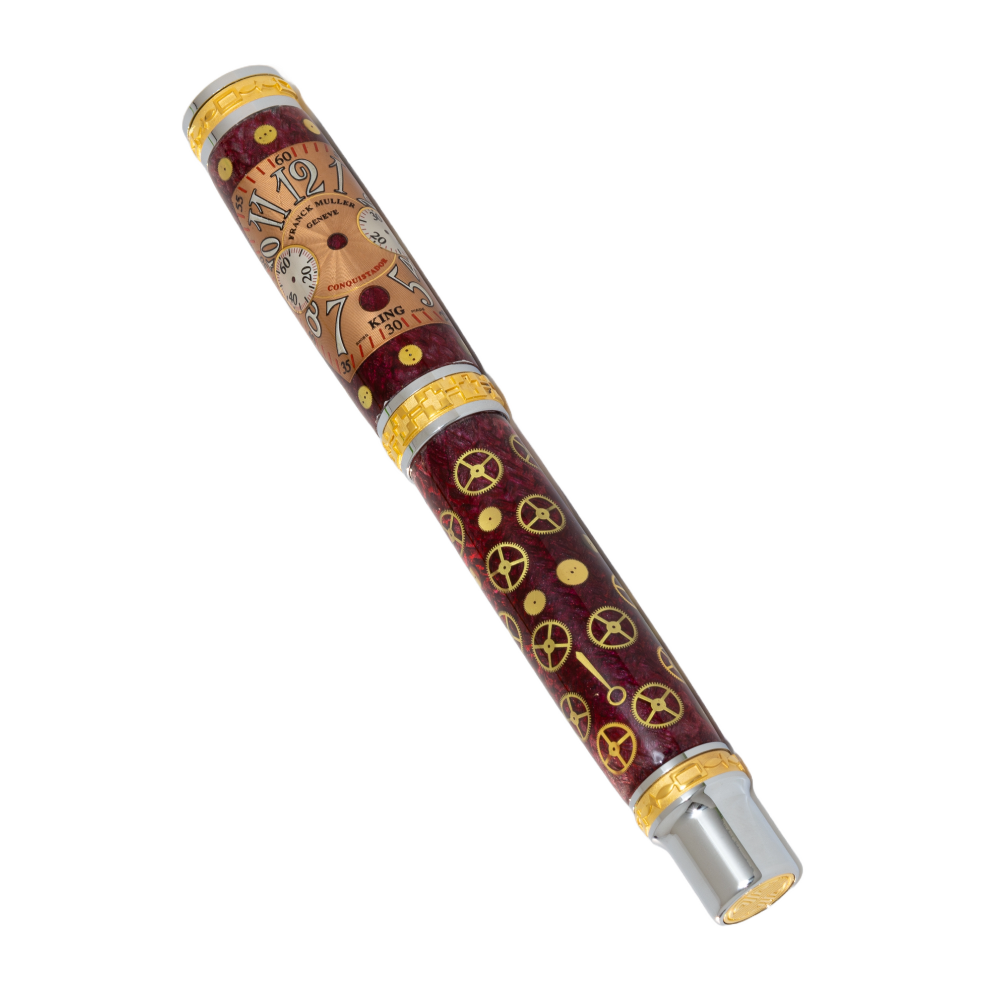 Gold Franck Muller Watch Parts Pen on Black Carbon Fiber on our Presidential Rollerball Pen