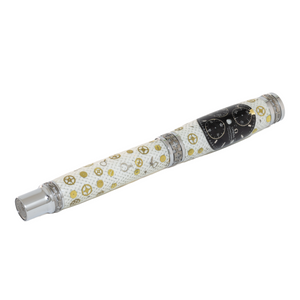 Black Omega Dial Watch Parts Pen on White Carbon Fiber on our Presidential Rollerball Pen