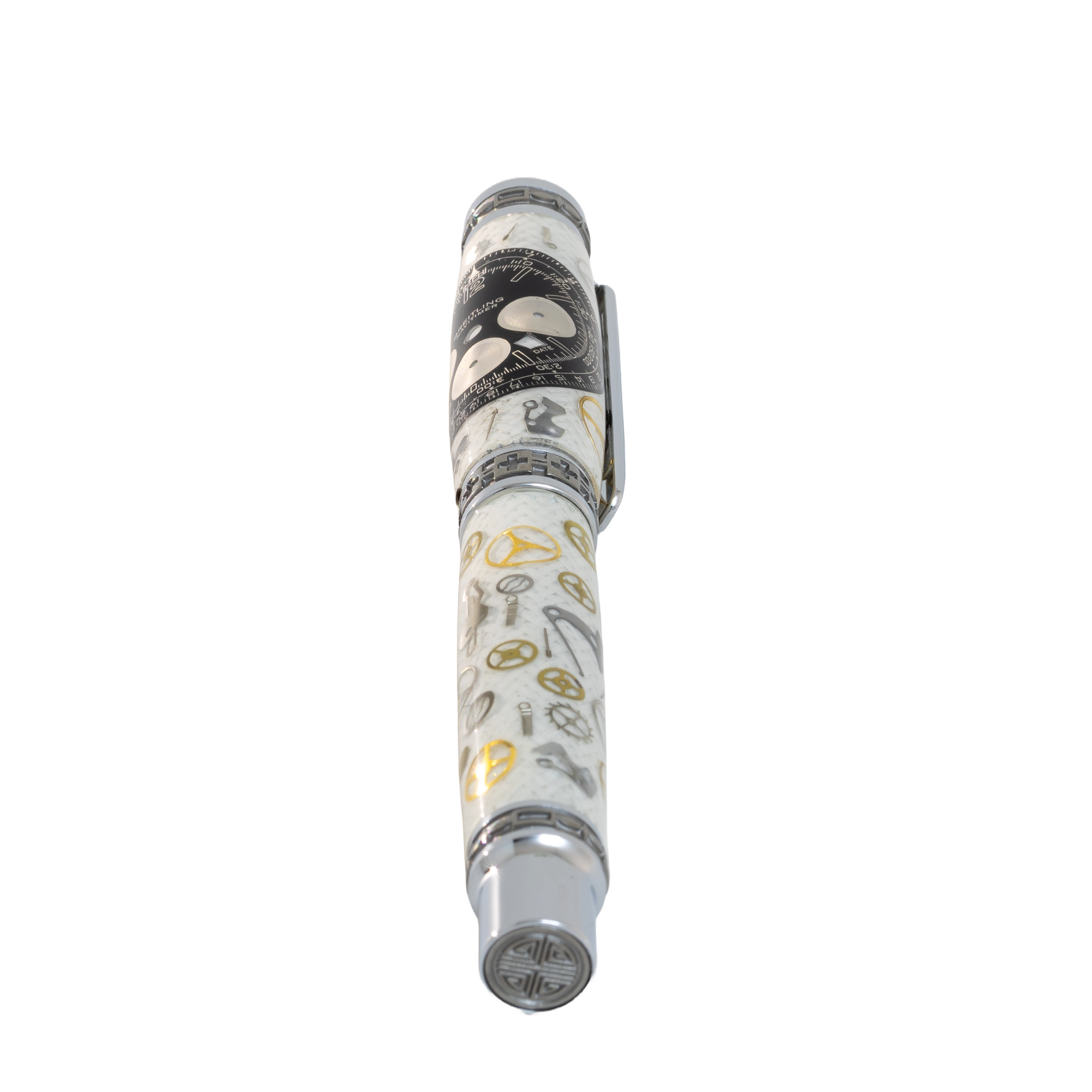 Black Breitling Navitimer Dial Watch Parts Pen on White Carbon Fiber on our Presidential Rollerball Pen