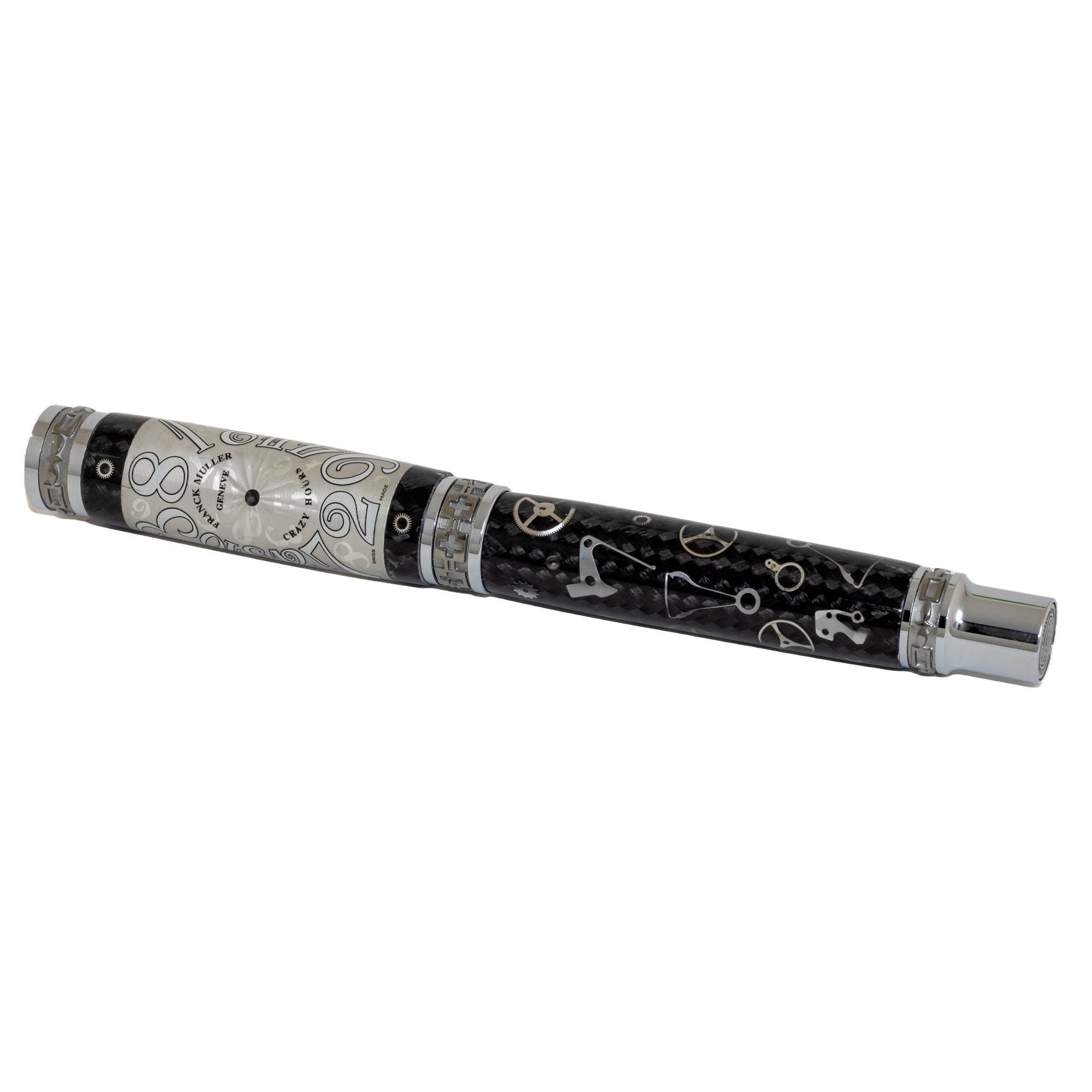 Pink Crazy Hours Franck Muller Watch Parts Pen on Black Carbon Fiber on our Presidential Rollerball Pen (Copy)
