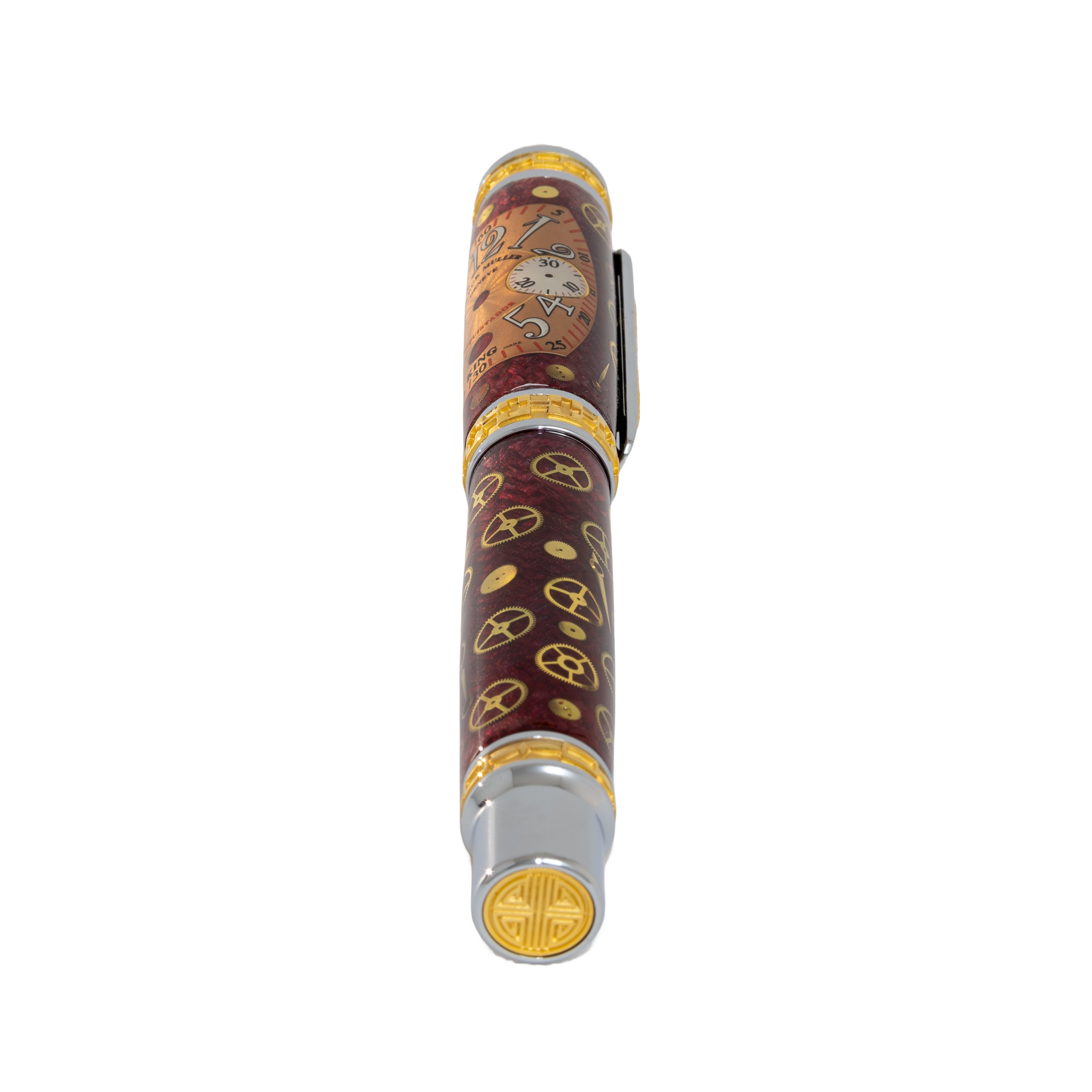 Gold Franck Muller Watch Parts Pen on Black Carbon Fiber on our Presidential Rollerball Pen