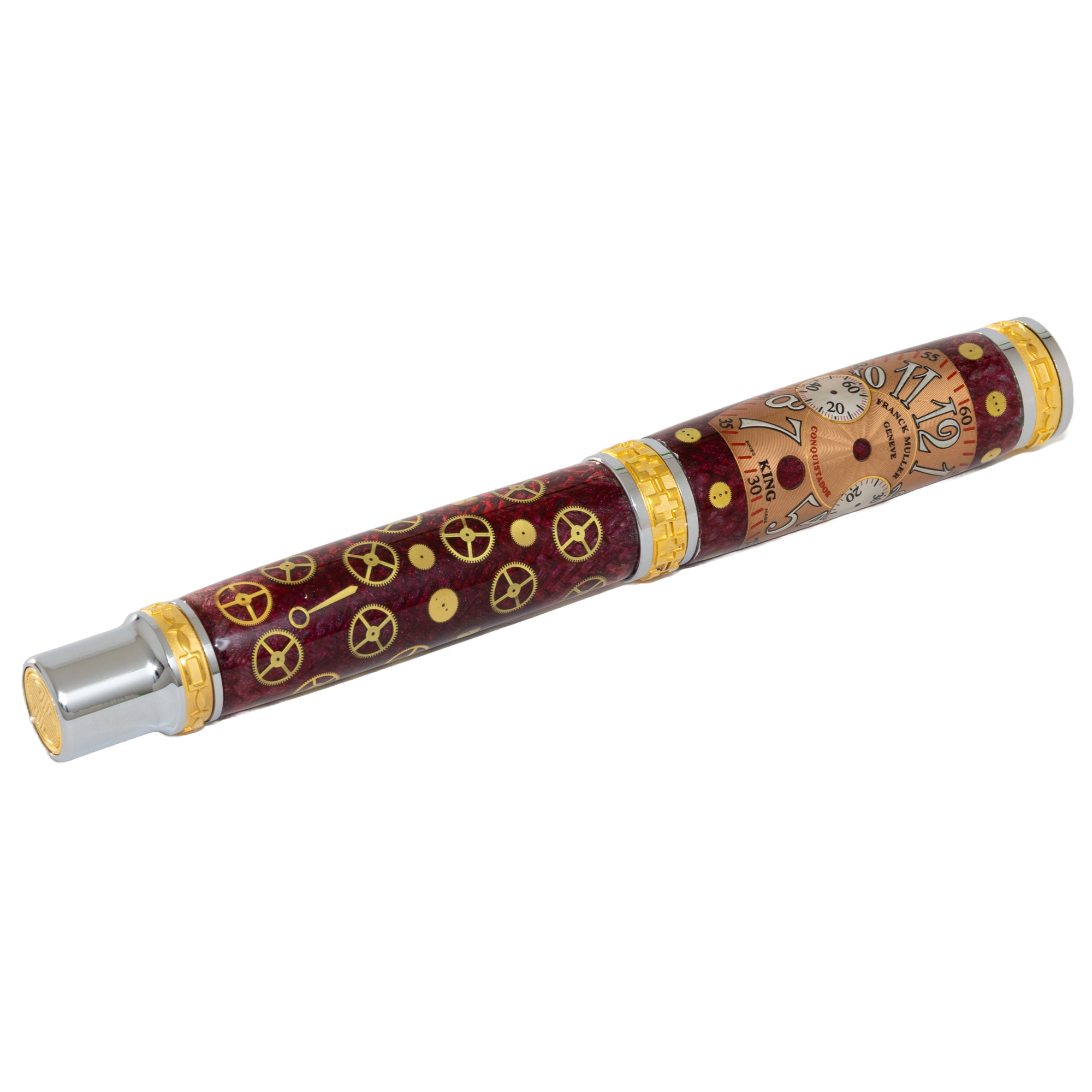 Gold Franck Muller Watch Parts Pen on Black Carbon Fiber on our Presidential Rollerball Pen