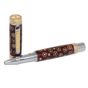 Gold Franck Muller Watch Parts Pen on Black Carbon Fiber on our Presidential Rollerball Pen