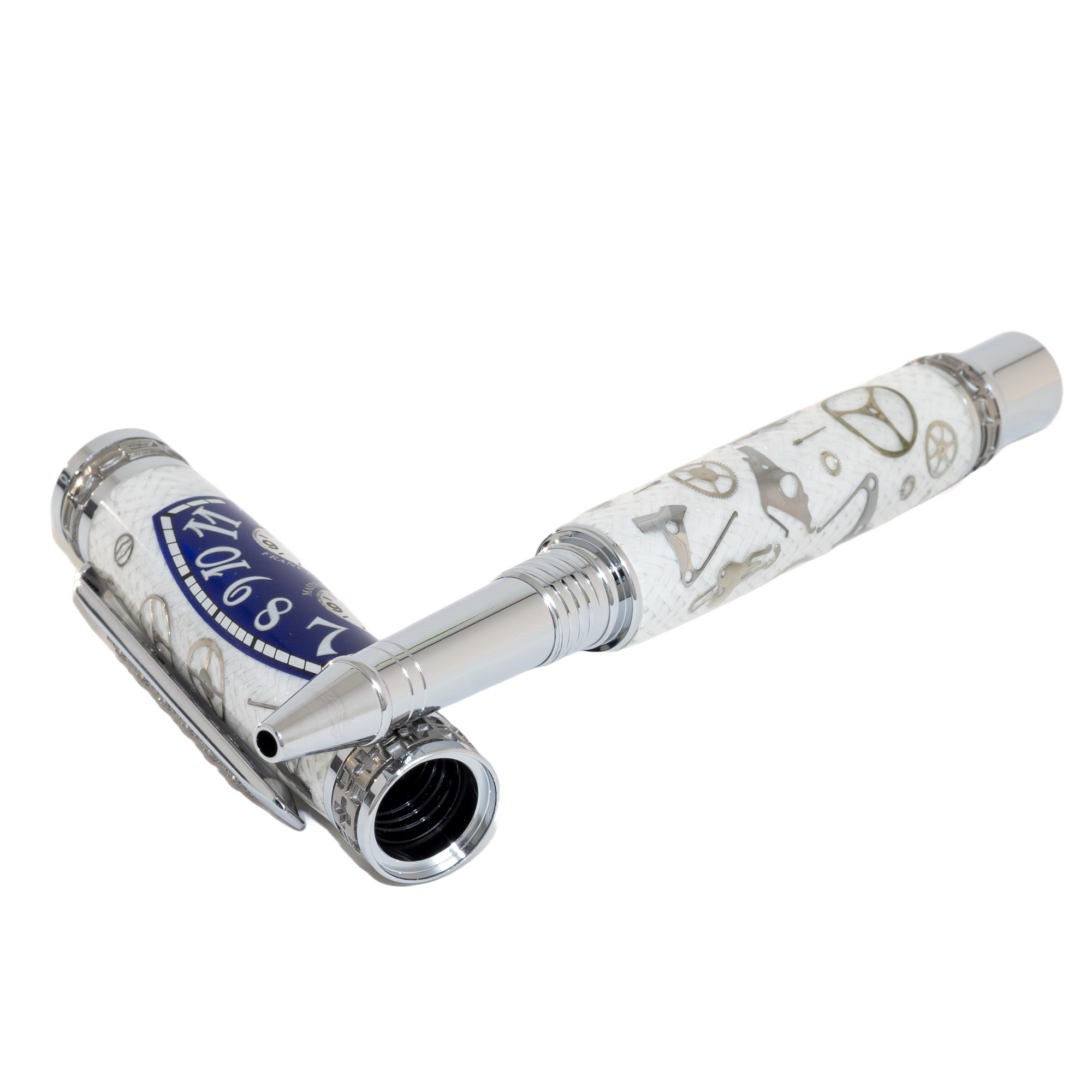 Blue Franck Muller Master Banker Dial Watch Parts Pen on White Carbon Fiber on our Presidential Rollerball Pen (Copy)