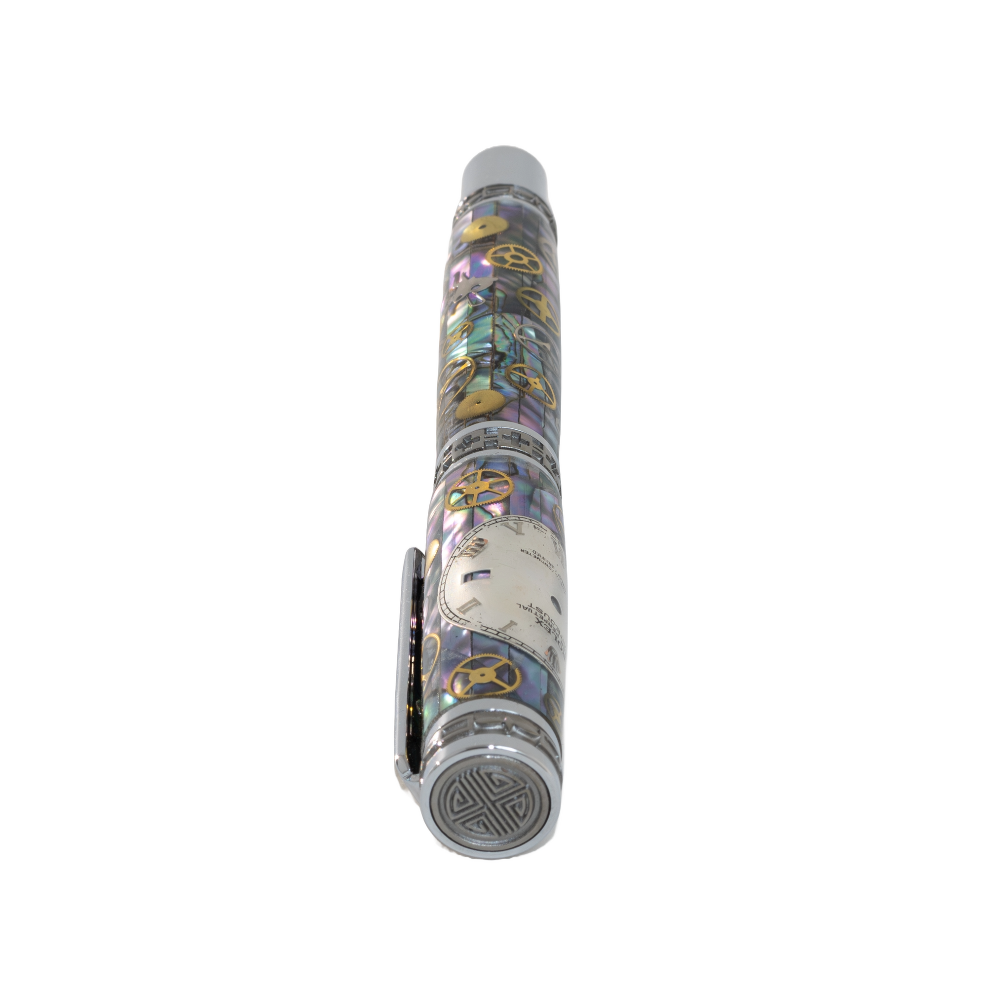 Rolex Watch Parts Pen on Natural Paua Abalone on our Presidential Rollerball Pen