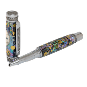Rolex Watch Parts Pen on Natural Paua Abalone on our Presidential Rollerball Pen
