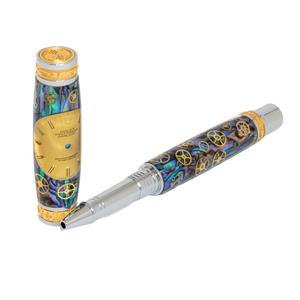 Rolex Watch Parts Pen on Natural Paua Abalone on our Presidential Rollerball Pen