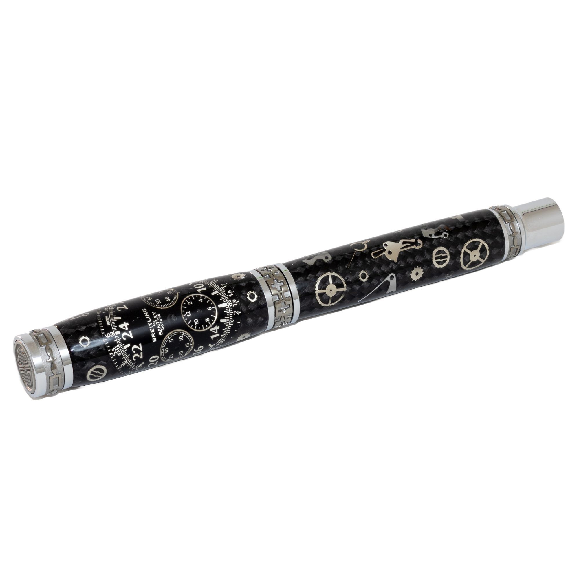 Black Breitling Dial Watch Parts Pen on Black Carbon Fiber on our Presidential Rollerball Pen