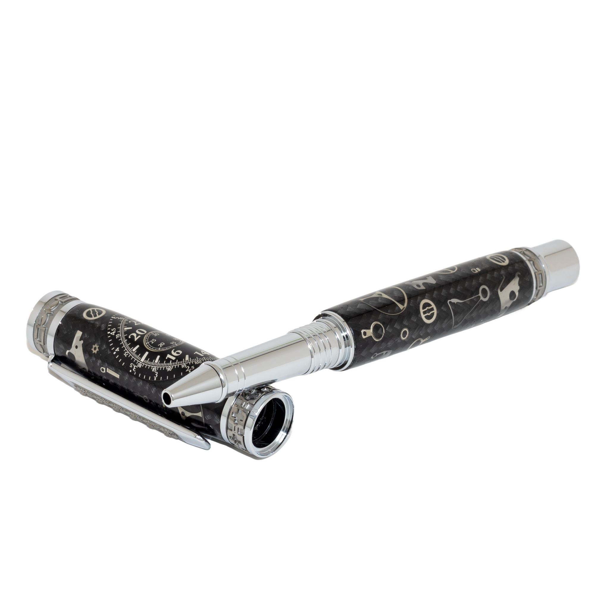 Black Breitling Dial Watch Parts Pen on Black Carbon Fiber on our Presidential Rollerball Pen