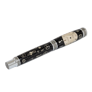 Silver Rolex Dial Watch Parts Pen on Black Carbon Fiber on our Presidential Rollerball Pen