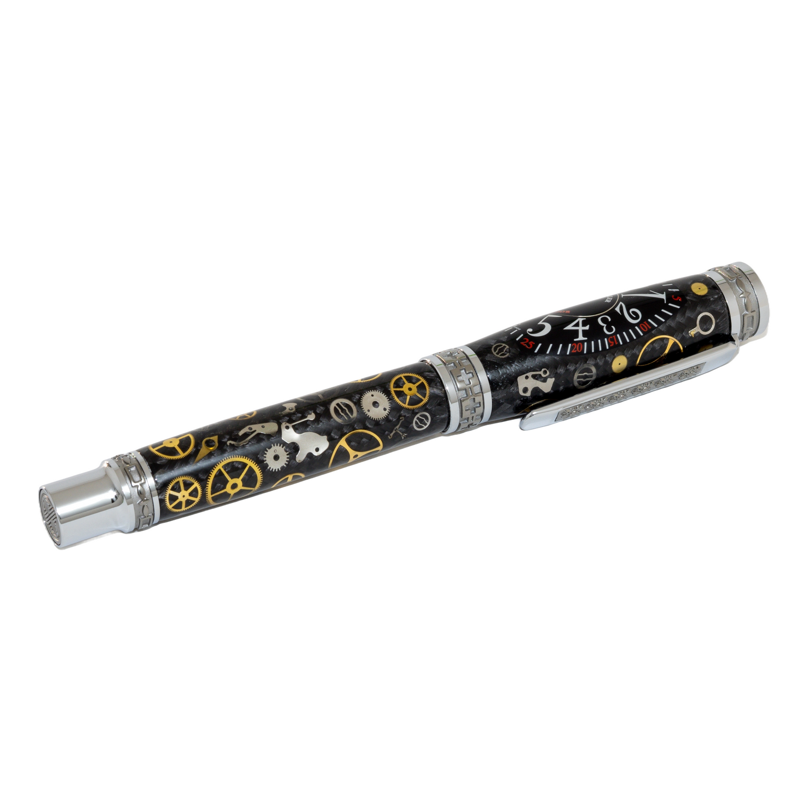 Black Franck Muller Watch Parts Pen on Black Carbon Fiber on our Presidential Rollerball Pen