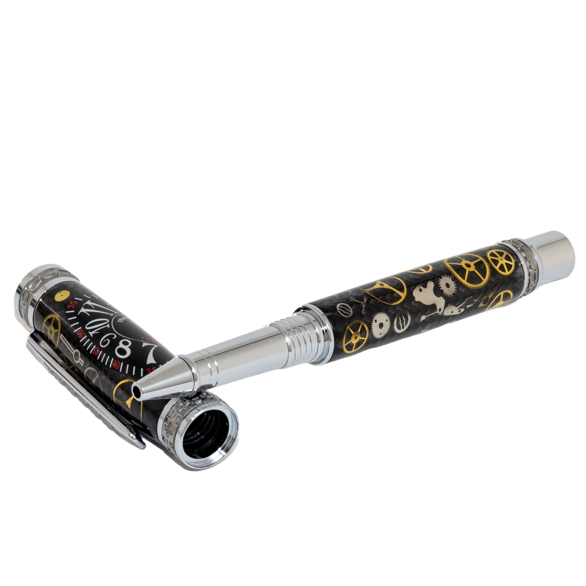 Black Franck Muller Watch Parts Pen on Black Carbon Fiber on our Presidential Rollerball Pen