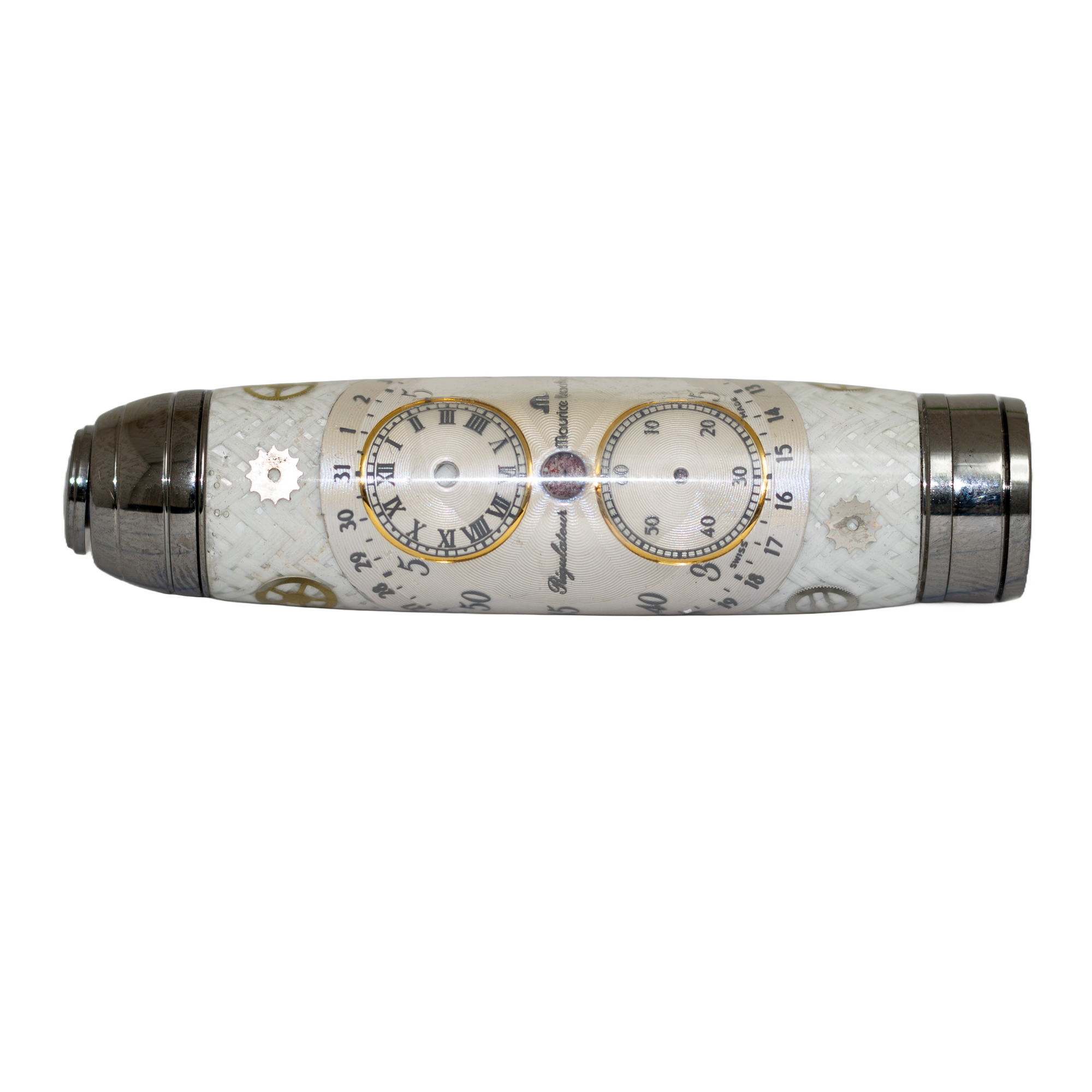Maurice Lacroix Watch Parts Pen on White Carbon Fiber on our Marquis Rollerball Pen
