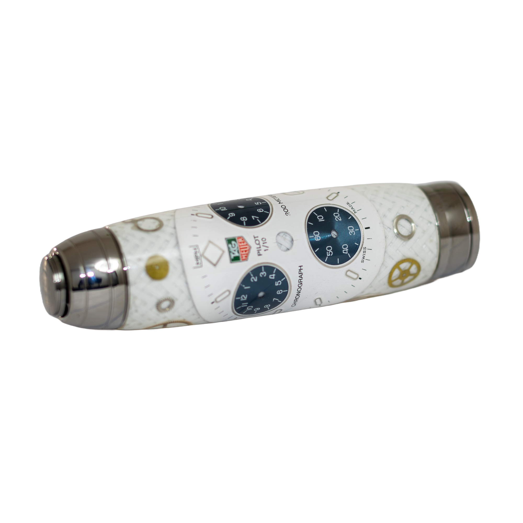 Tag Heuer Watch Parts Pen on White Carbon Fiber on our Marquis Rollerball Pen